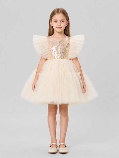 Full Sequin Tutu Dress with Layered Mesh on-model view