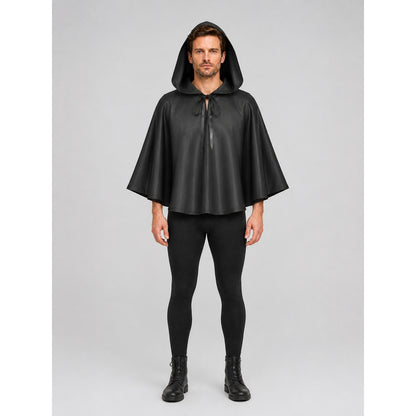 Black Hooded Death Cloak for Halloween Cosplay on-model view
