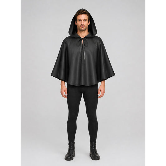Black Hooded Death Cloak for Halloween Cosplay on-model view