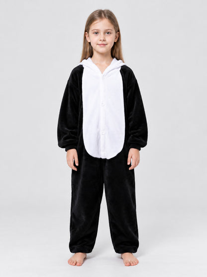Kids' One-Piece Pajama with Black-and-White Cow Print