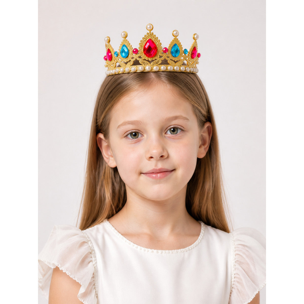Carnival Crown with Pink, Blue, and White Beads