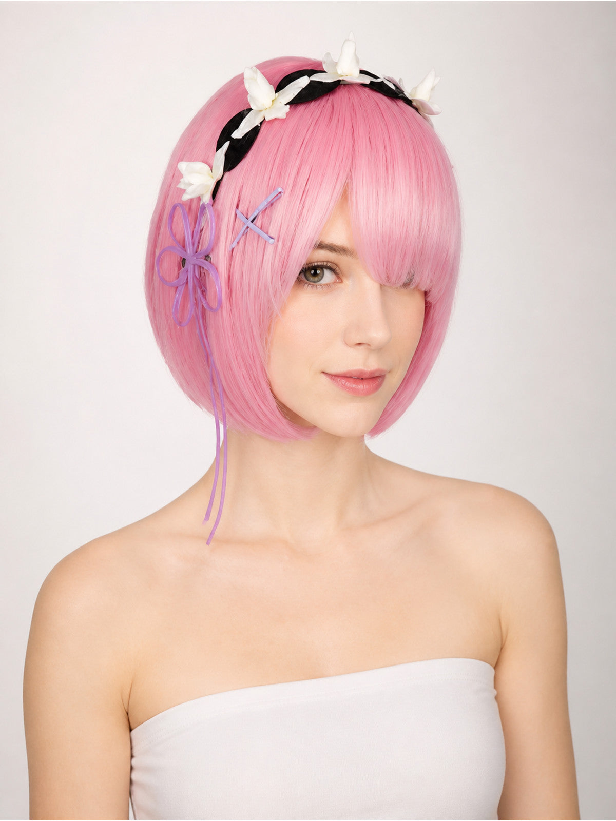 Short Pink Cosplay Wig with Bangs main product view