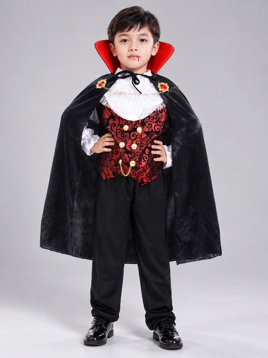 Kids' Vampire Carnival Costume with Cape and Fangs