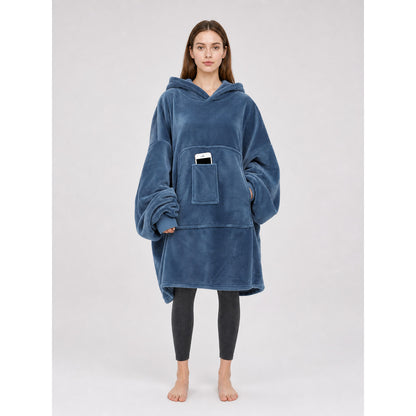Hooded blanket hoodie with sleeves and a pocket