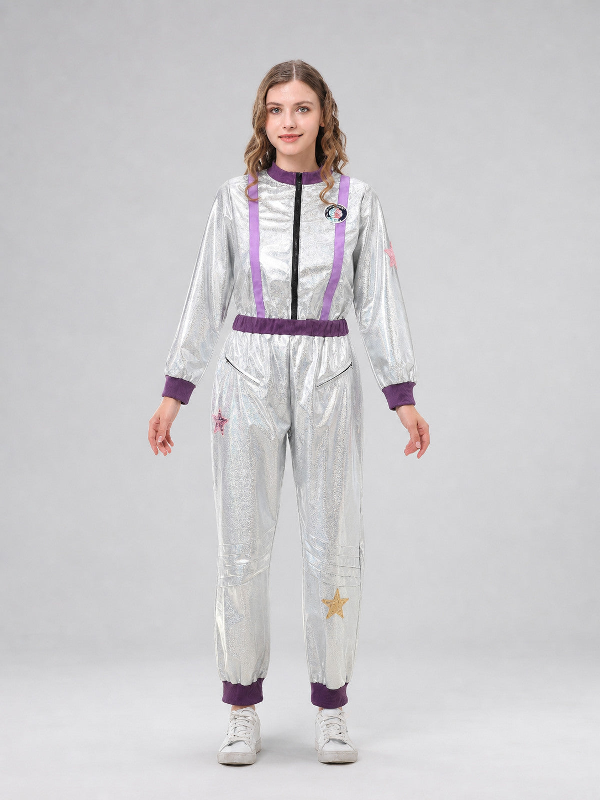 Silver Astronaut Jumpsuit for Halloween front view