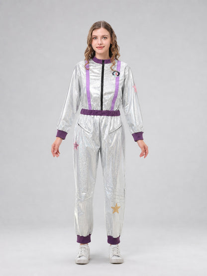 Silver Astronaut Jumpsuit for Halloween front view