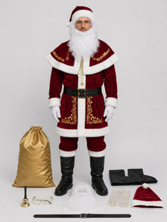 Ded Moroz Costume with Cape, Beard, and Hat