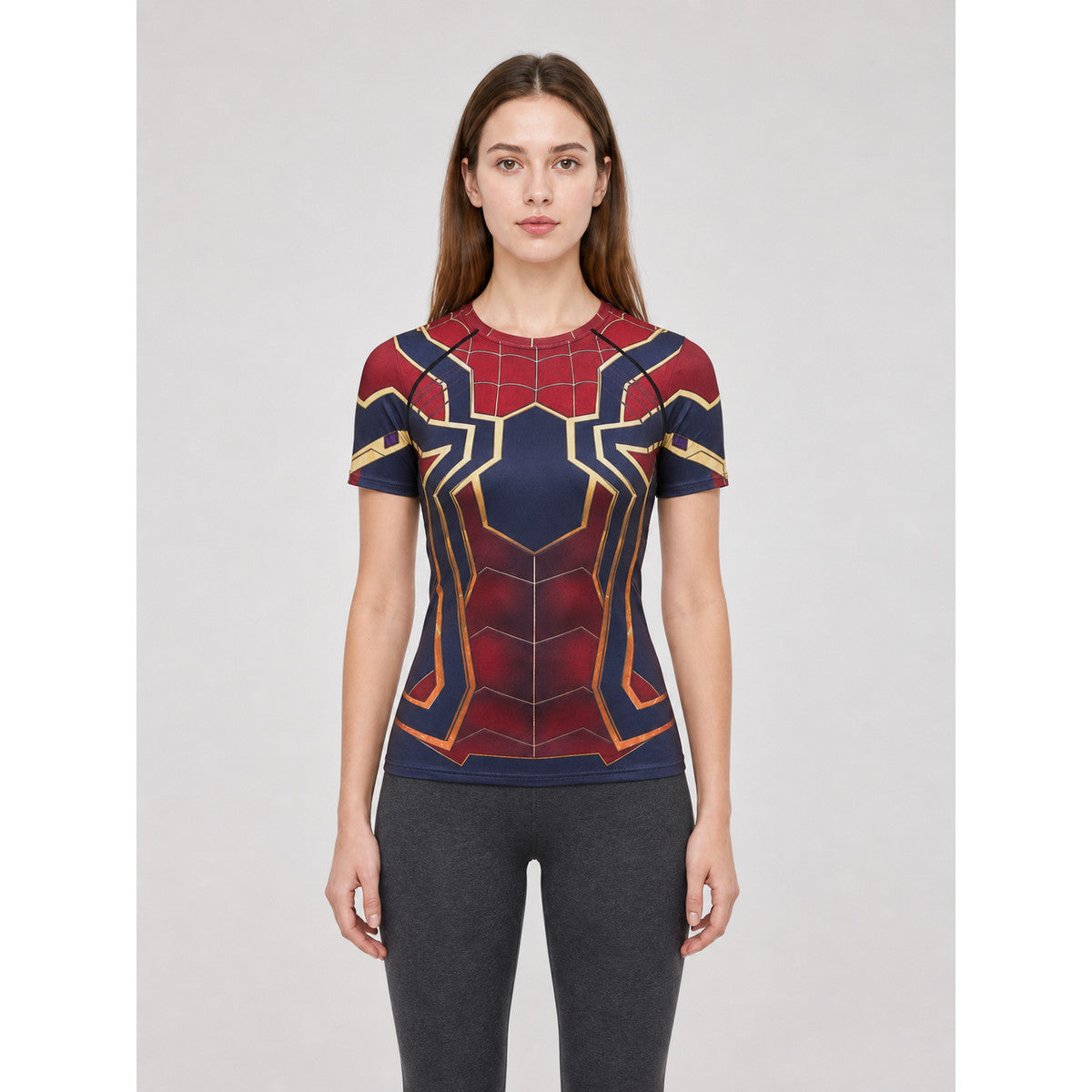 Short-sleeve superhero print cosplay T-shirt