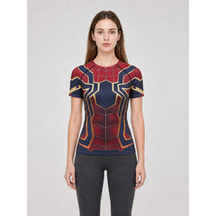 Short-sleeve superhero print cosplay T-shirt