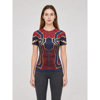 Short-sleeve superhero print cosplay T-shirt