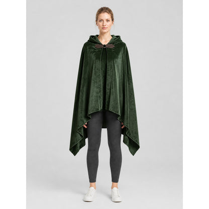 Hooded Elf Cloak with Bow for Cosplay, Green on-model view