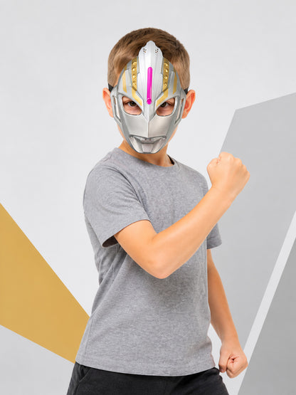 Silver Carnival Mask with Gold and Pink Details
