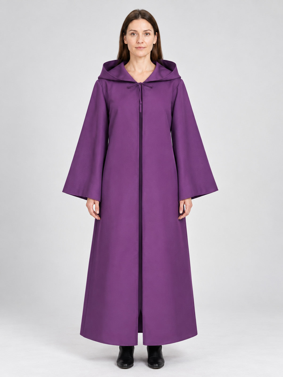 Long Purple Hooded Cloak Cape for Carnival
