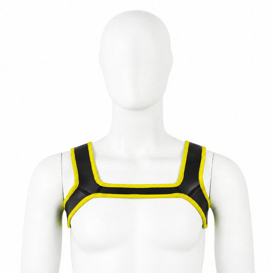 Men Bondage Suits For Stage Wear Leather Straps Armor Dog Headgear Costumes Party Costumes Role-playing Props Halloween Carnival - Color:Yellow