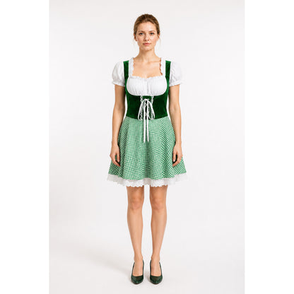 Bavarian-Style Plaid Dress with Lace-Up Front main product view