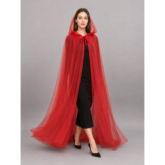 Red Carnival Cape with Hood, One Size