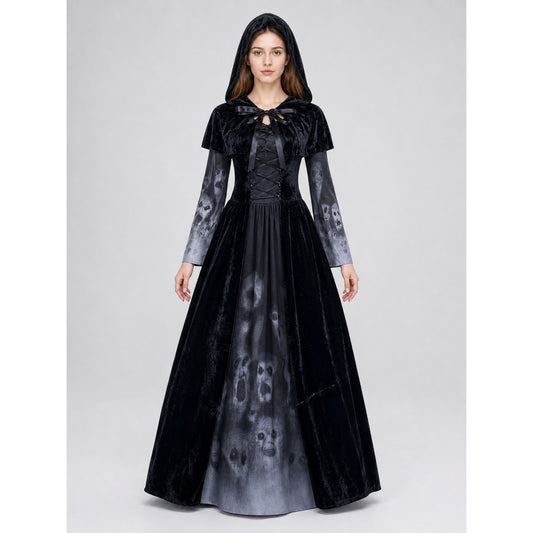 Halloween Gothic Hooded Costume Dress