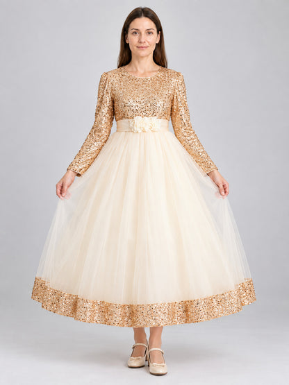 Formal Dress with Sequins and Fluffy Tulle Skirt