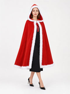 Red Carnival Cloak with Hood, Santa Claus Style