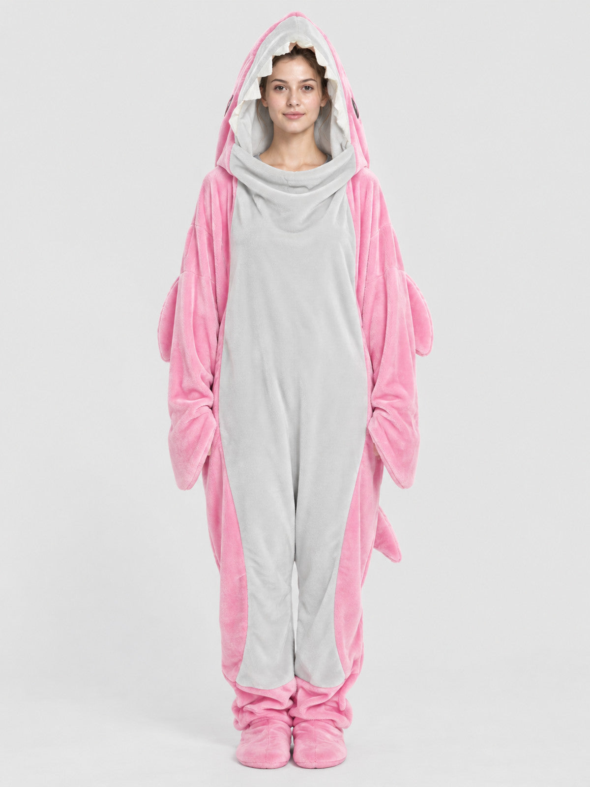 Light Pink Shark Kigurumi Pajama with Fins and Tail