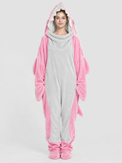 Light Pink Shark Kigurumi Pajama with Fins and Tail