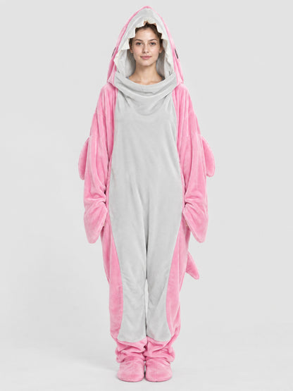 Light Pink Shark Kigurumi Pajama with Fins and Tail