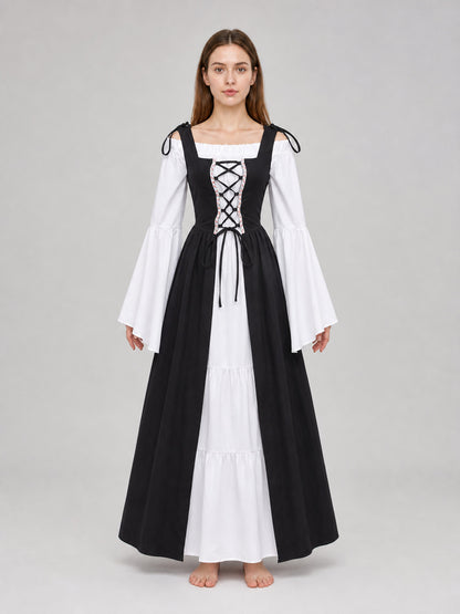 Gothic Medieval Dress with a Corset Bodice front view