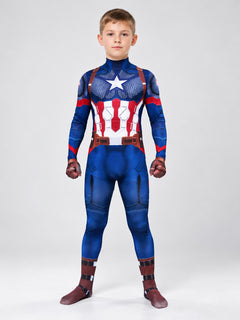 Captain America Carnival Jumpsuit Costume with White Star on Chest