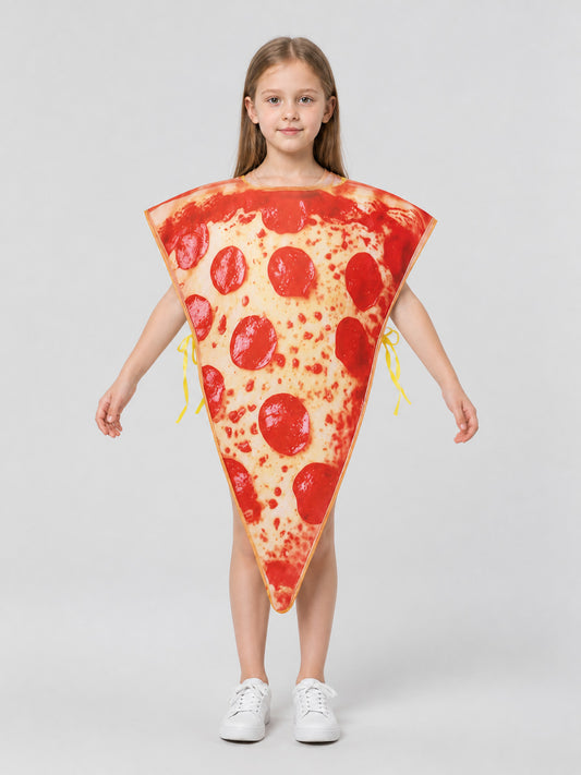 Pizza Carnival Costume with Cheese and Sausage Print on-model view