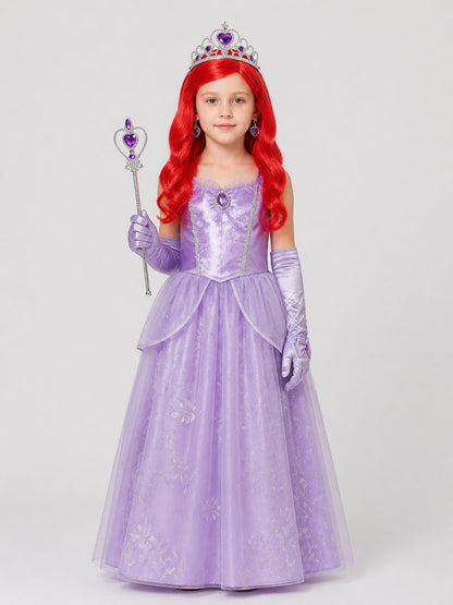 Princess Cosplay Set: Crown, Wand, Wig, Gloves on-model view