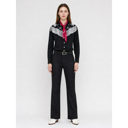 Cowboy cosplay costume: shirt, pants, hat on-model view