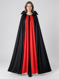 Long black and red cape cloak for carnival costume