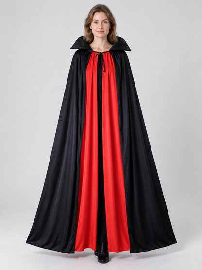 Long black and red cape cloak for carnival costume