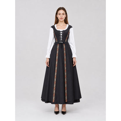 Historical Costume: Long Black Dress with Lace-Up Detail