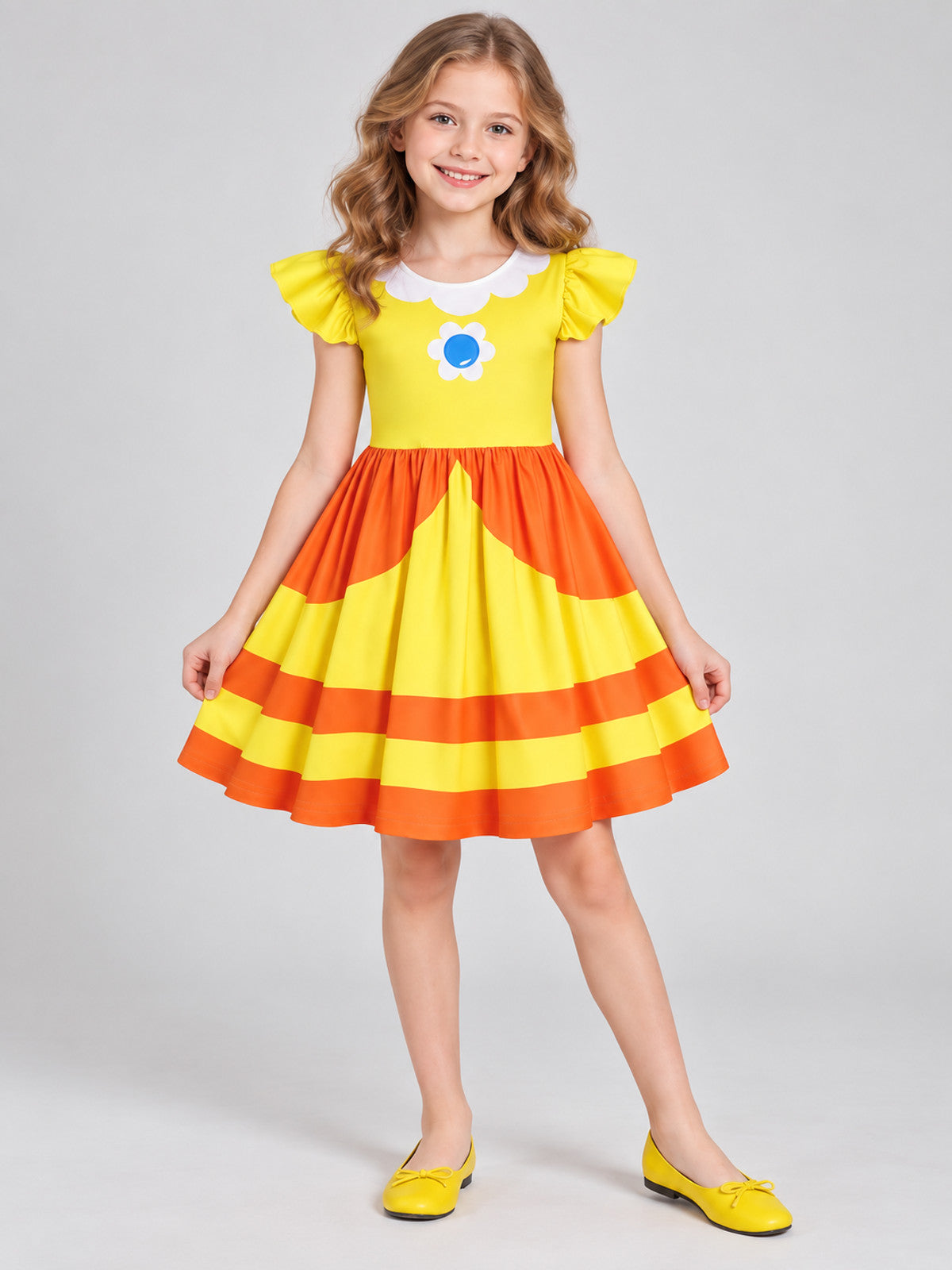 Kids' Costume Dress with White Collar and Emblem