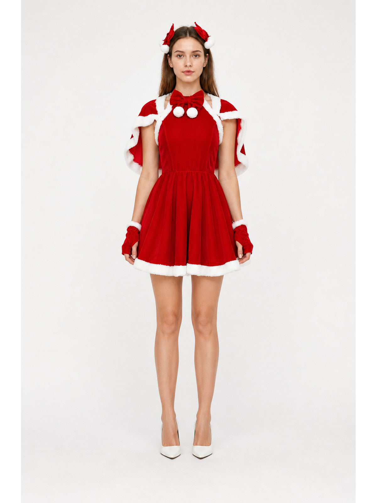 New Year's Costume with Cape and Red Dress main product view