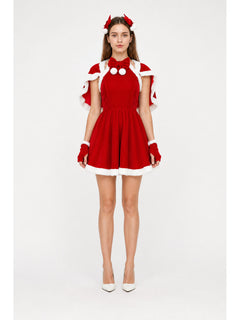 New Year's Costume with Cape and Red Dress