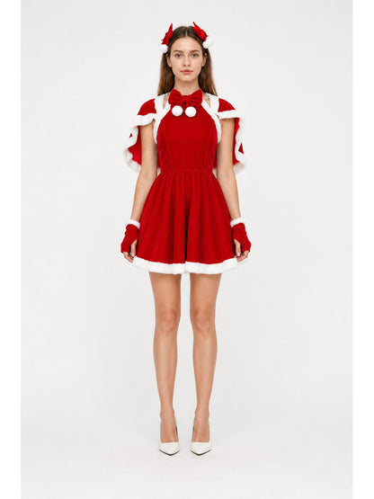 New Year's Costume with Cape and Red Dress main product view