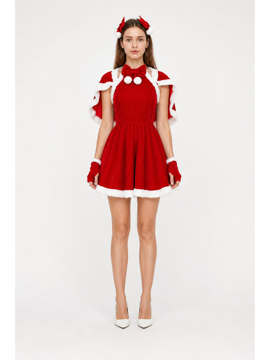 New Year's Costume with Cape and Red Dress main product view