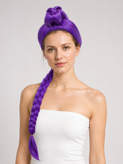 Purple Carnival Wig with Long Braids for Cosplay