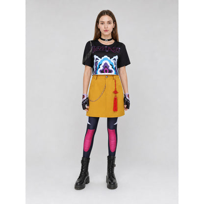 Cosplay Costume: Top, Skirt, and Accessories on-model view