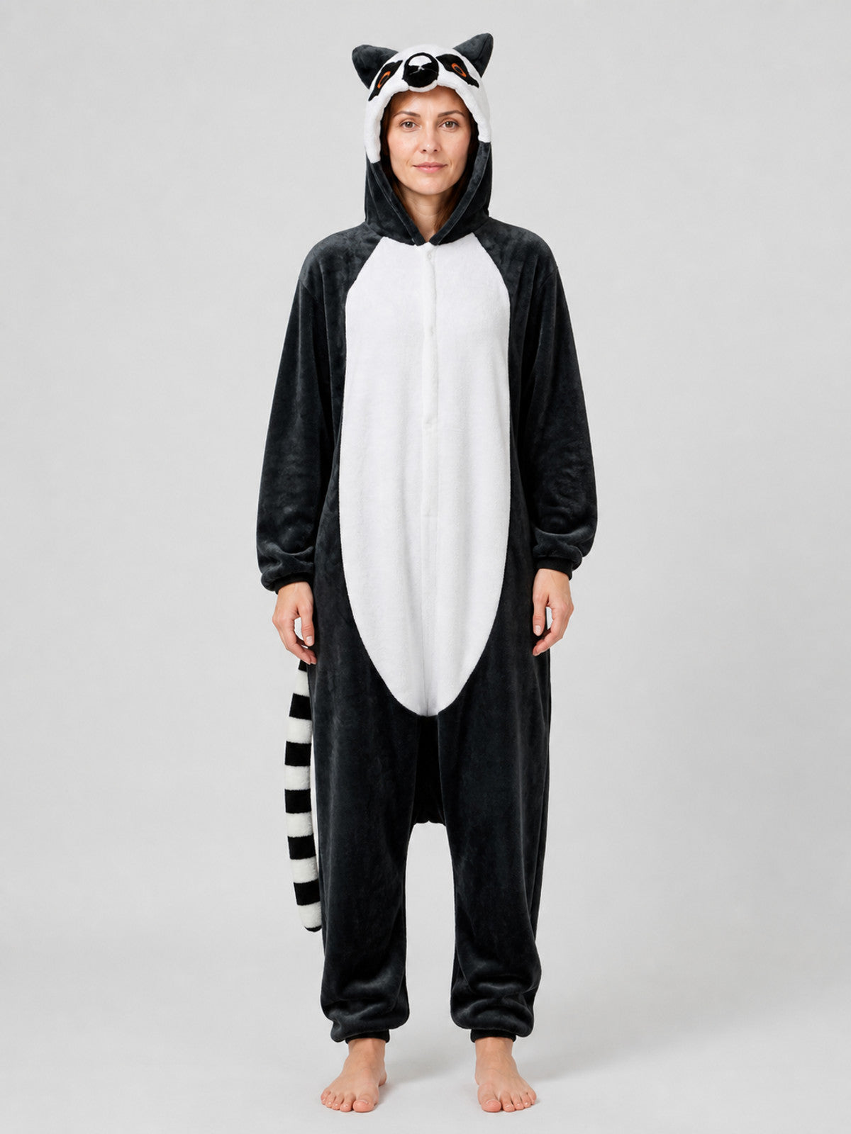 Husky Flannel Hooded Kigurumi Pajamas on-model view