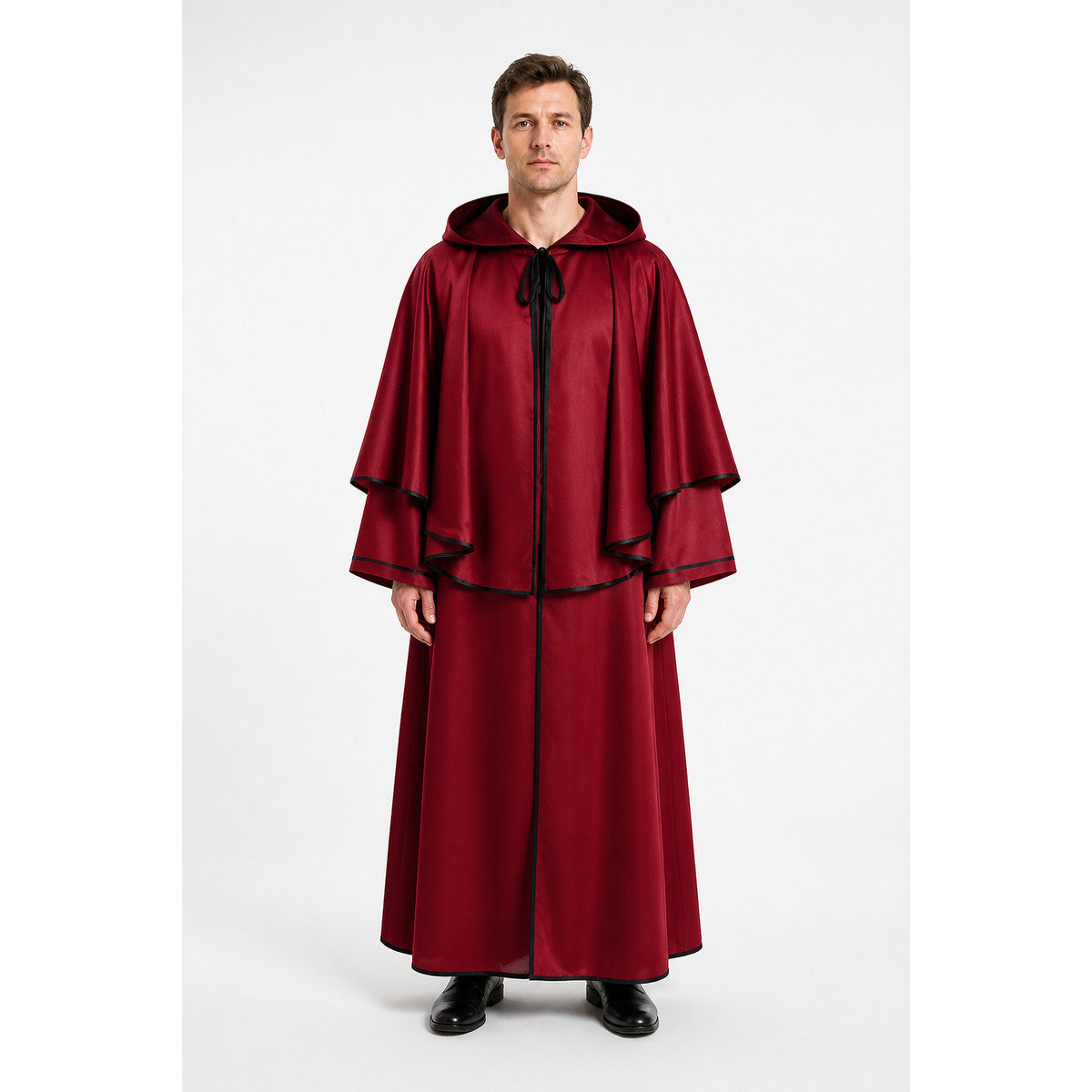 Red Hooded Robe with Black Trim for Cosplay main product view