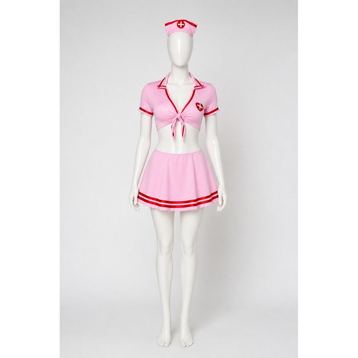 Short Pink Nurse Costume with Red Cross main product view