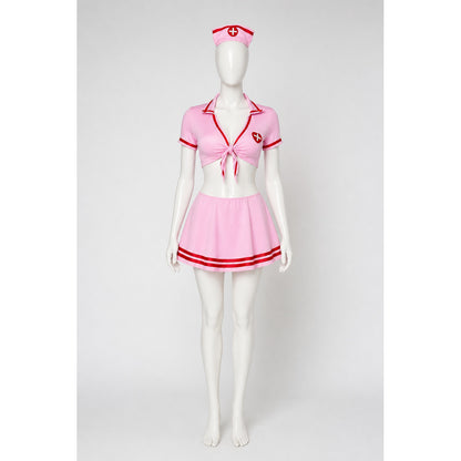 Short Pink Nurse Costume with Red Cross main product view