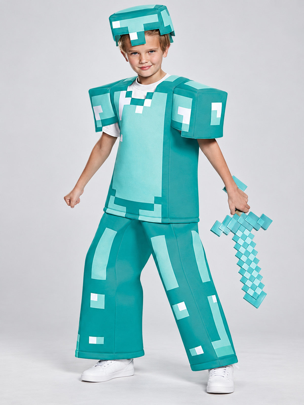 Kids' Turquoise Carnival Costume with Pixel Design