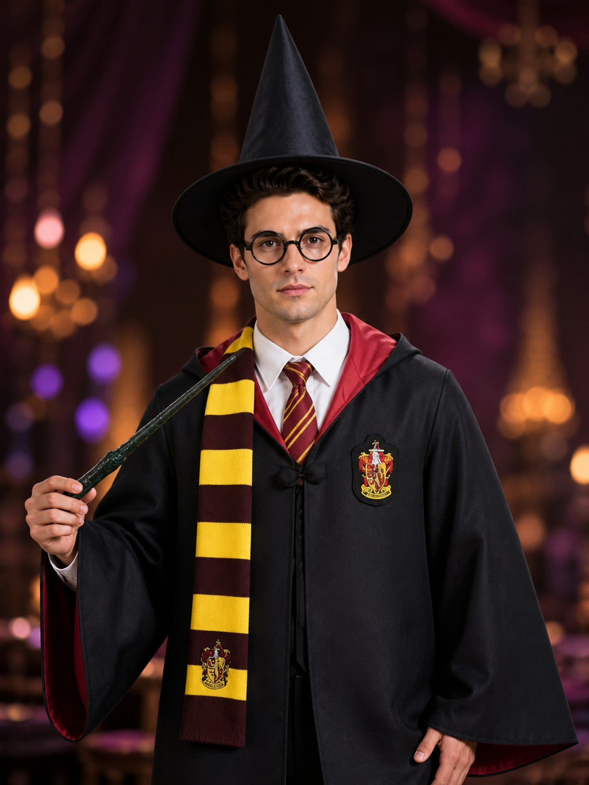 Magic School-Style Wizard Costume for Role-Playing Games on-model view