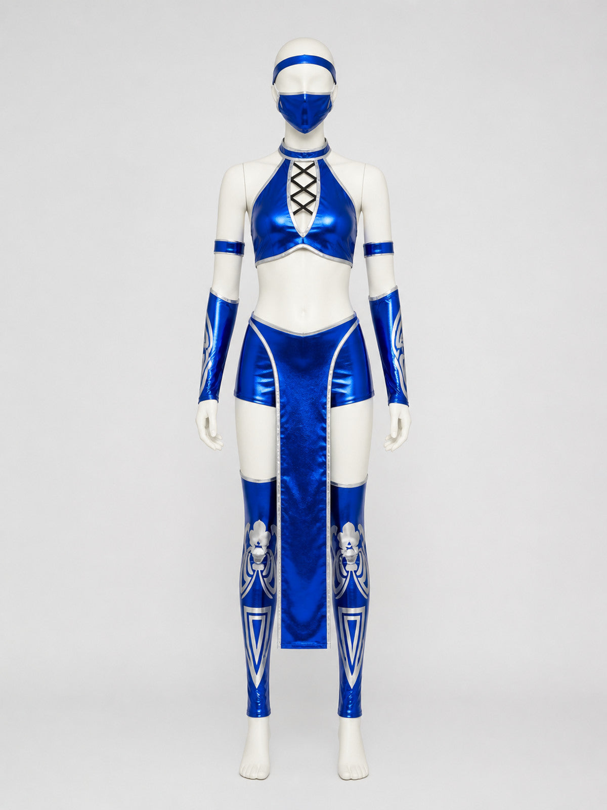 Mortal Kombat Cosplay Costume Blue Set on-model view