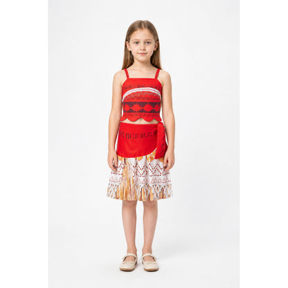 Children's red carnival costume with a top and skirt main product view