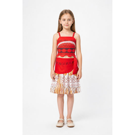Children's red carnival costume with a top and skirt main product view